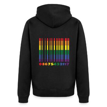 Bar Code Gay LGBTQ Rainbow LGBT Pride Month - Unisex Premium Organic Zip Hoodie - black - Back - Nico (187cm)