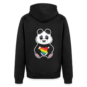 Netter Pandabär Homosexuell LGBTQ Regenbogen LGBT Pride Monat - Unisex Premium Bio Zip Hoodie - Schwarz - Hinten - Nico (187cm)