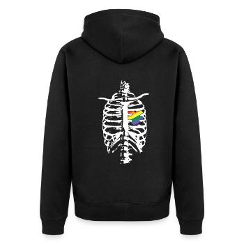 Skeleton Heart Gay LGBTQ Rainbow LGBT Pride Mois - Veste à capuche bio Premium Unisexe - noir - Dos - Nico (187cm)