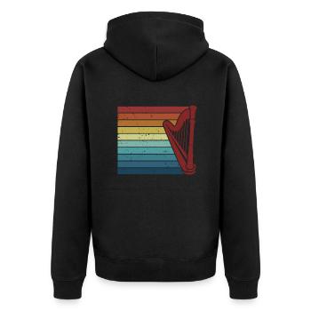 Retro Harp Music Harp Concert Harp Harpist - Unisex Premium Organic Zip Hoodie - black - Back - Nico (187cm)