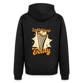 Lookin Harp Today Harp Music Harp Harp Harp Player - Unisex Premium Organic Zip Hoodie - black - Back - Nico (187cm)
