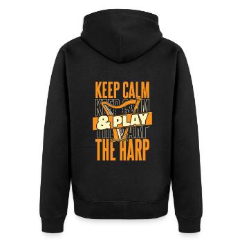 Keep Calm And Play The Harp Harp Music Harp - Unisex Premium Organic Zip Hoodie - black - Back - Nico (187cm)