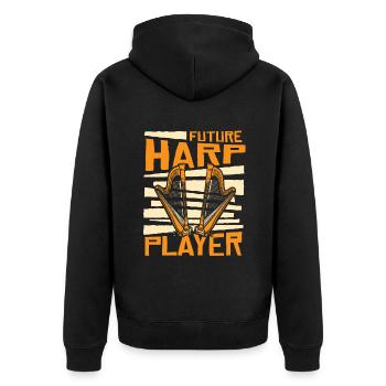 Future Harp Player Harp Music Harp Harp Harp Player - Unisex Premium Organic Zip Hoodie - black - Back - Nico (187cm)