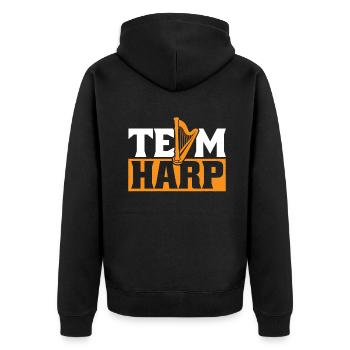 Team Harp Harfe Konzertharfe Harfenmusik - Unisex Premium Bio Zip Hoodie - Schwarz - Hinten - Nico (187cm)