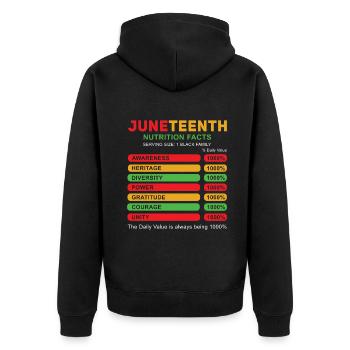 Celebrate Juneteenth Facts Black History - Unisex Premium Organic Zip Hoodie - black - Back - Nico (187cm)