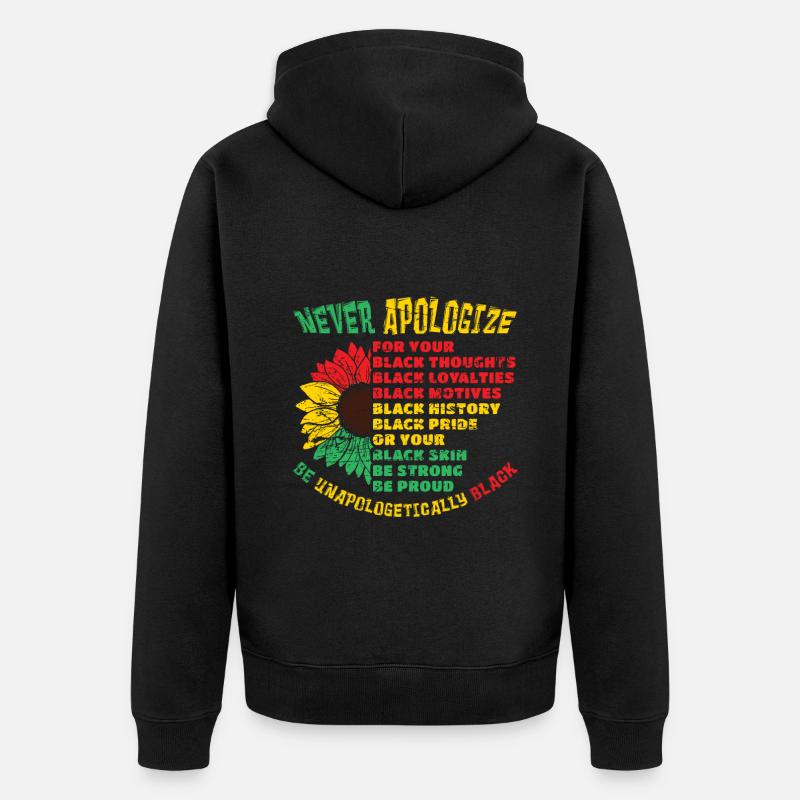 Unapologetisch Schwarze Geschichte Juneteenth - Unisex Premium Bio Zip Hoodie - Schwarz