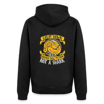 Calmez-vous, ce n’est pas une boule de banane de python de requin - Veste à capuche bio Premium Unisexe - noir - Dos - Nico (187cm)