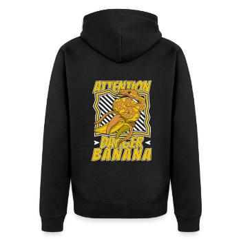 Attention Danger Banana Python Snake Banana - Unisex Premium Organic Zip Hoodie - black - Back - Nico (187cm)