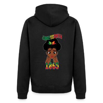 Kids Celebrate Juneteenth Black History - Unisex Premium Organic Zip Hoodie - black - Back - Nico (187cm)