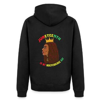 Celebrate Juneteenth Independence Black History - Unisex Premium Organic Zip Hoodie - black - Back - Nico (187cm)