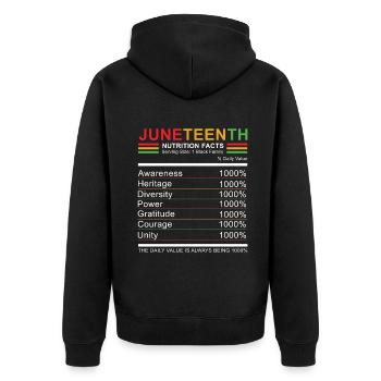 Celebrate Juneteenth Black History Facts - Unisex Premium Organic Zip Hoodie - black - Back - Nico (187cm)
