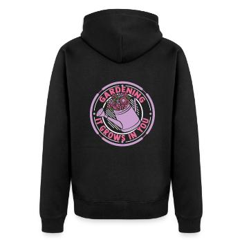 Le jardinage pousse en vous Parcelle horticole - Veste à capuche bio Premium Unisexe - noir - Dos - Nico (187cm)