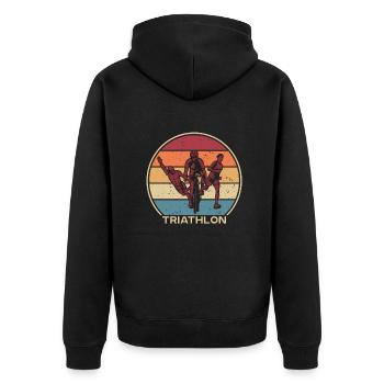 Retro Triathlon Bike Triathlete Training Professional - Unisex Premium Organic Zip Hoodie - black - Back - Nico (187cm)