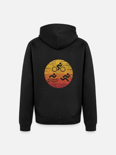Retro Training Triathlonrad Triathlet Profi - Unisex Premium Bio Zip Hoodie - Schwarz