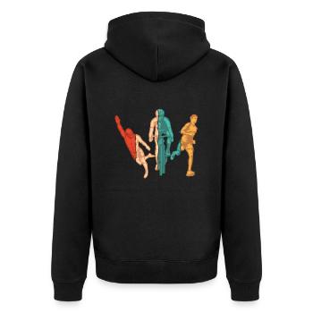 Retro Triathlete Training Triathlon Bike Pro - Unisex Premium Organic Zip Hoodie - black - Back - Nico (187cm)