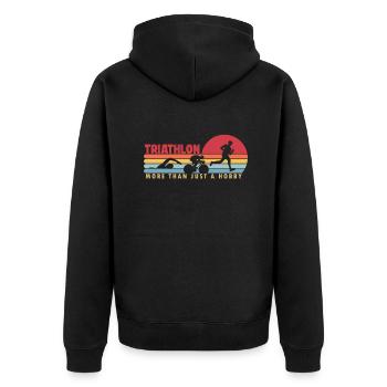 Triathlon more than a Hobby Training Triathlonrad - Unisex Premium Organic Zip Hoodie - black - Back - Nico (187cm)
