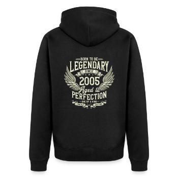 Légendaire depuis 2005 Vintage Vintage Anniversaire - Veste à capuche bio Premium Unisexe - noir - Dos - Nico (187cm)