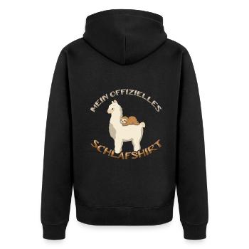 Mein Offizielles Schlafshirt Faulenzer - Unisex Premium Bio Zip Hoodie - Schwarz - Hinten - Nico (187cm)