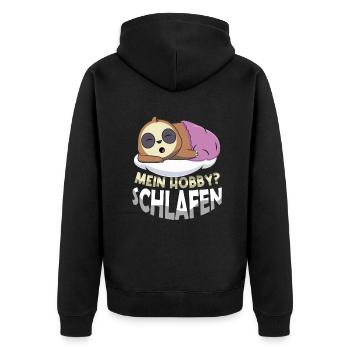 Mein Offizielles Schlafshirt Faulenzer - Unisex Premium Bio Zip Hoodie - Schwarz - Hinten - Nico (187cm)