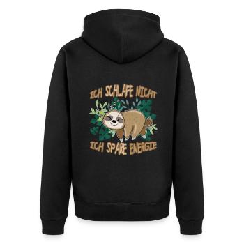 Mein Offizielles Schlafshirt Faulenzer - Unisex Premium Bio Zip Hoodie - Schwarz - Hinten - Nico (187cm)