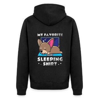 My official sleep shirt Faulenzer - Unisex Premium Organic Zip Hoodie - black - Back - Nico (187cm)