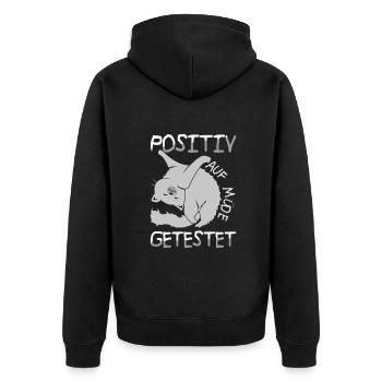 Mein Offizielles Schlafshirt Faulenzer - Unisex Premium Bio Zip Hoodie - Schwarz - Hinten - Nico (187cm)