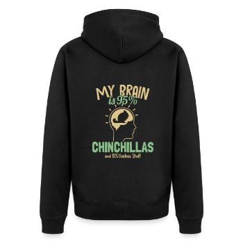 My Brain is 95% Chinchillas Longtail Longhair - Unisex Premium Organic Zip Hoodie - black - Back - Nico (187cm)