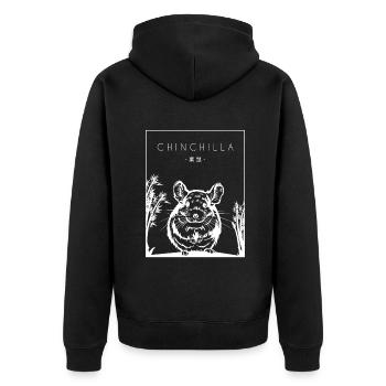 Chinchilla Chinese Hanzi Longhair Shorttail - Unisex Premium Organic Zip Hoodie - black - Back - Nico (187cm)