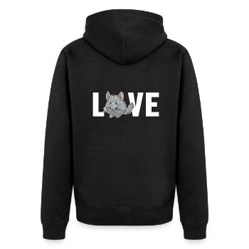 Chinchilla Love Shorttail Longtail Long Hair - Unisex Premium Organic Zip Hoodie - black - Back - Nico (187cm)