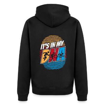 It's In My DNA Training Triathlonrad Triathlet - Unisex Premium Bio Zip Hoodie - Schwarz - Hinten - Nico (187cm)