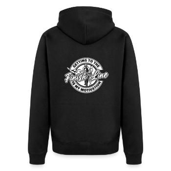Getting To The Finish Line Motivation Training - Unisex Premium Bio Zip Hoodie - Schwarz - Hinten - Nico (187cm)