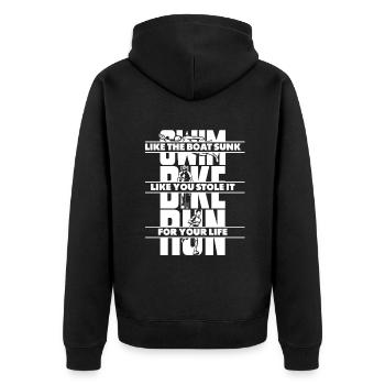 Swim Bike Run Triathlon Bike Triathlete Training - Unisex Premium Organic Zip Hoodie - black - Back - Nico (187cm)