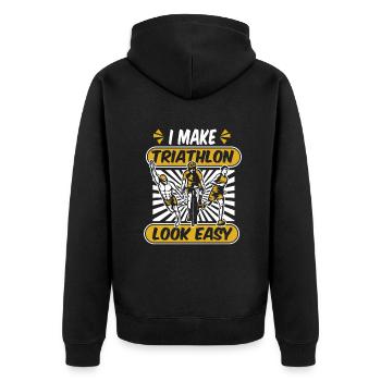 I Make Triathlon Look Easy Triathlete Training - Unisex Premium Organic Zip Hoodie - black - Back - Nico (187cm)
