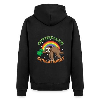 Mein Offizielles Schlafshirt Faulenzer - Unisex Premium Bio Zip Hoodie - Schwarz - Hinten - Nico (187cm)