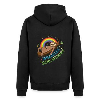 Mein Offizielles Schlafshirt Faulenzer - Unisex Premium Bio Zip Hoodie - Schwarz - Hinten - Nico (187cm)
