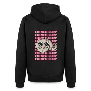Chinchillin Kurzschwanz Langschwanz Langhaar - Unisex Premium Bio Zip Hoodie - Schwarz - Hinten - Nico (187cm)