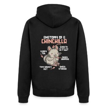 Anatomy Of A Chinchilla Long Tail Long Hair - Unisex Premium Organic Zip Hoodie - black - Back - Nico (187cm)