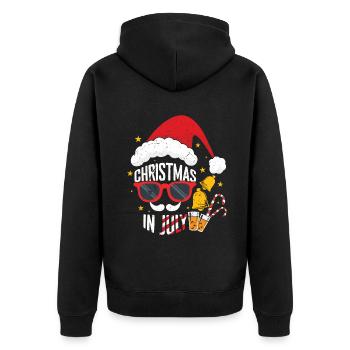 Beer Christmas July Santa Surf Hello Summer - Unisex Premium Organic Zip Hoodie - black - Back - Nico (187cm)