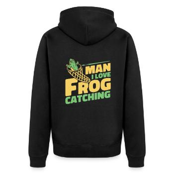 Homme J’aime Grenouille Attraper Rainette Crapaud Grenouille - Veste à capuche bio Premium Unisexe - noir - Dos - Nico (187cm)
