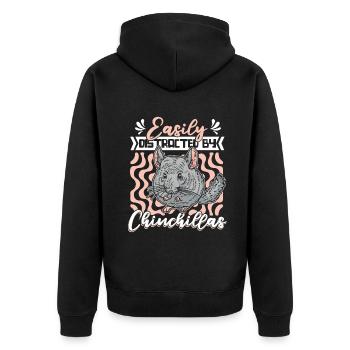 Easily Distracted By Chinchillas Longhair Breeders - Unisex Premium Organic Zip Hoodie - black - Back - Nico (187cm)