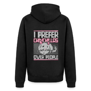 I Prefer Chinchillas Over People Longhair Breeder - Unisex Premium Organic Zip Hoodie - black - Back - Nico (187cm)