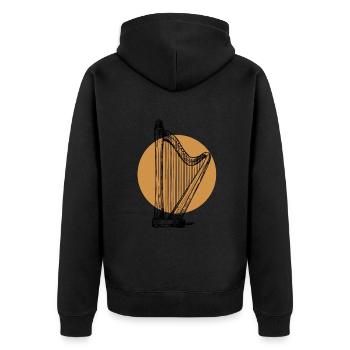 Lineart Harfenmusik Harfe Konzertharfe - Unisex Premium Bio Zip Hoodie - Schwarz - Hinten - Nico (187cm)