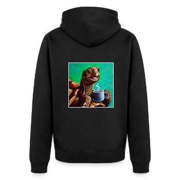 Oilpainting Happy Turtle Turtle - Unisex Premium Organic Zip Hoodie - black - Back - Nico (187cm)
