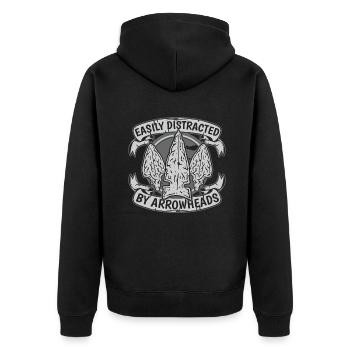 Easily Distracted By Arrowheads Jagdspitzen - Unisex Premium Organic Zip Hoodie - black - Back - Nico (187cm)