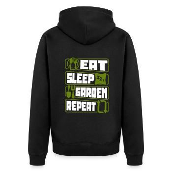 Eat Sleep Garden Repeat Allotment Garden Horticulture - Unisex Premium Organic Zip Hoodie - black - Back - Nico (187cm)