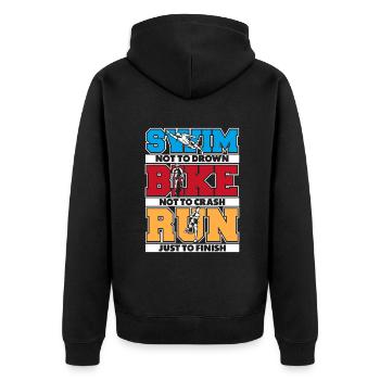 Swim Bike Run Triathlon Bike Triathlete Training - Unisex Premium Organic Zip Hoodie - black - Back - Nico (187cm)