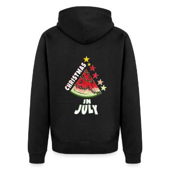 Wassermelone Weihnachten Juli Weihnachtsmann Surfen Hallo Sommer - Unisex Premium Bio Zip Hoodie - Schwarz - Hinten - Nico (187cm)
