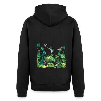 Tropisches Vogelparadies Surfen Hallo Sommer - Unisex Premium Bio Zip Hoodie - Schwarz - Hinten - Nico (187cm)