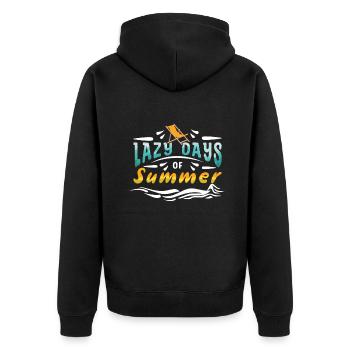 Funny Lazy Summer Surf Hello Summer - Unisex Premium Organic Zip Hoodie - black - Back - Nico (187cm)