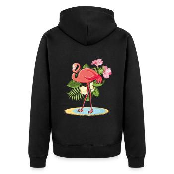 Tropical Flamingo Decor Palm Surf Hello Summer - Unisex Premium Organic Zip Hoodie - black - Back - Nico (187cm)